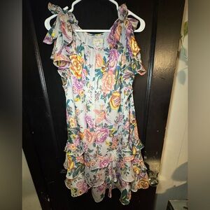 LOFT Romantic Colorful Floral Dress